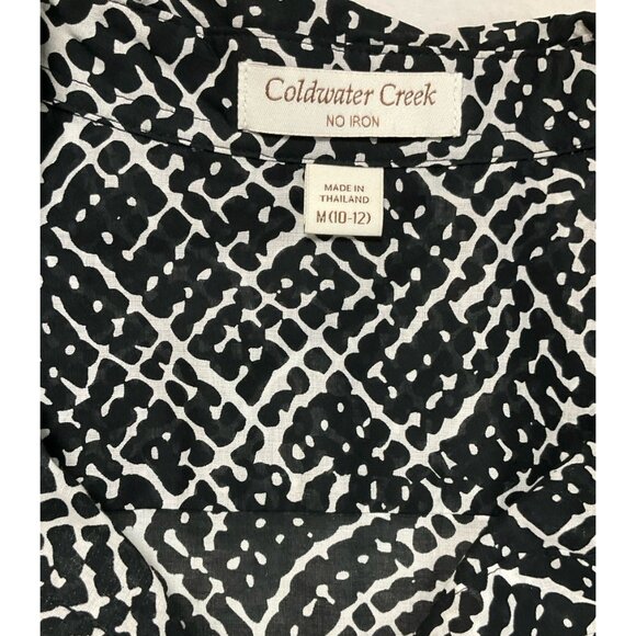 Coldwater Creek Womens M Black White Lightweight Fine Cotton Blouse Shirt Top‎ - Picture 4 of 10